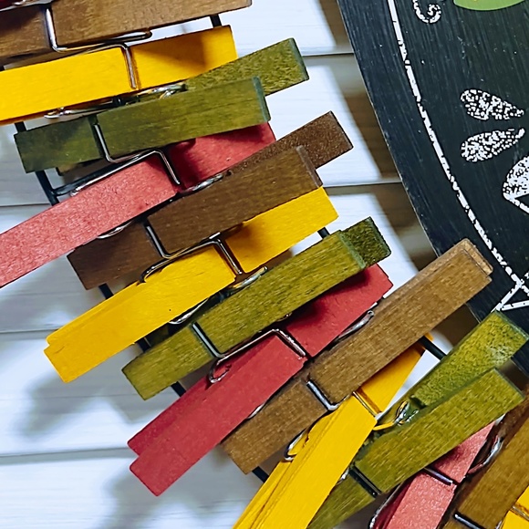 Hand Crafted Fall Clothespin Wreath - Picture 5 of 6